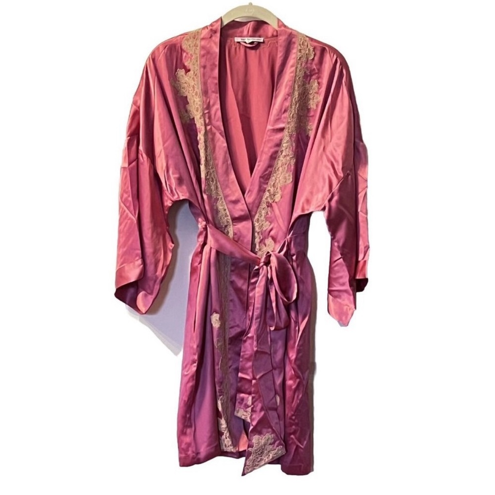 Vintage NWT Leigh Bantivoglio Silk & French Lace Robe Small Bergdorff Goodman